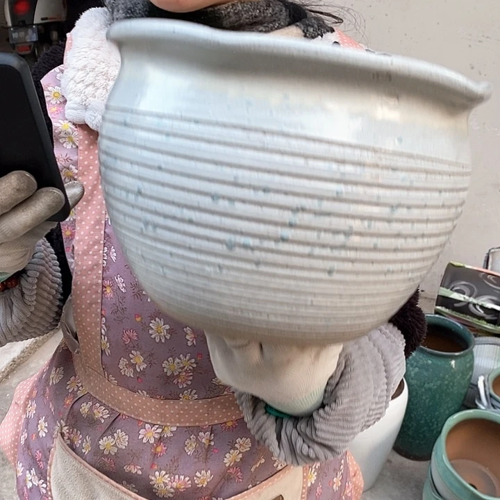紫砂花盆瑕疵口25高18