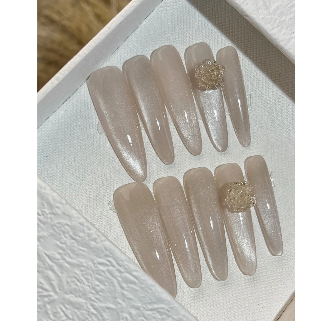 设计师专款-【浅霭琉金】 YH0051纯手工穿戴甲【送工具包】