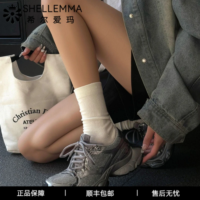 希尔爱玛2025新款春季巴黎水钻老爹鞋女厚底运动鞋复古时尚女鞋
