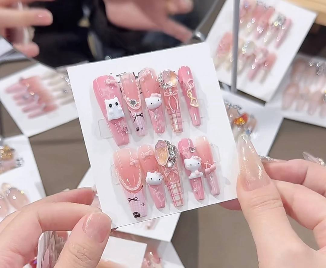 <kitty> 甜欣纯手工光疗穿戴甲 全华纯手工可拆卸穿戴甲