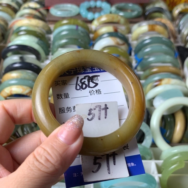 未镶嵌蛇纹石玉手镯6875
