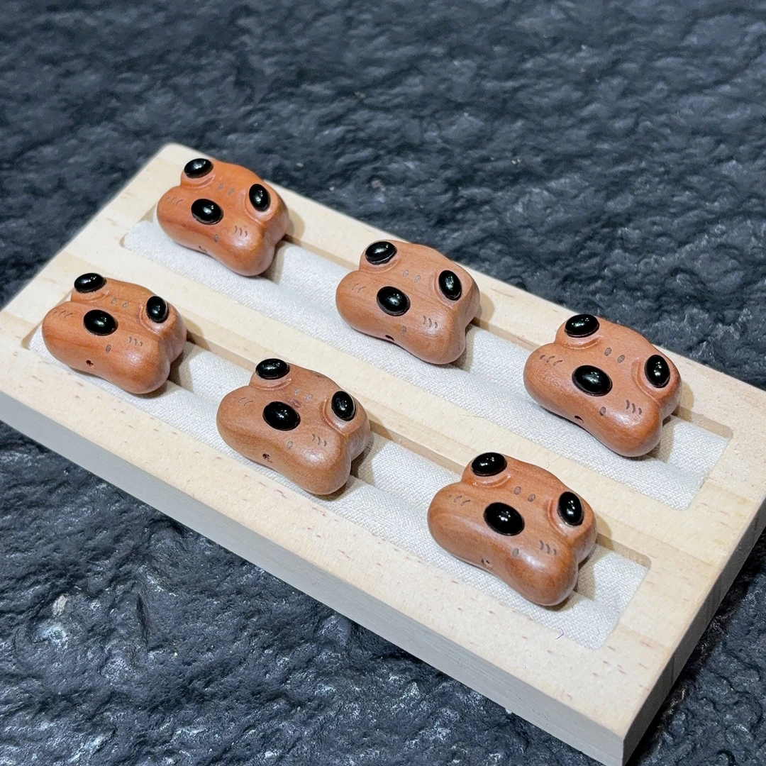 桃木旺旺小狗文玩diy配件编织时尚手链手工手串项链佛珠挂件配饰