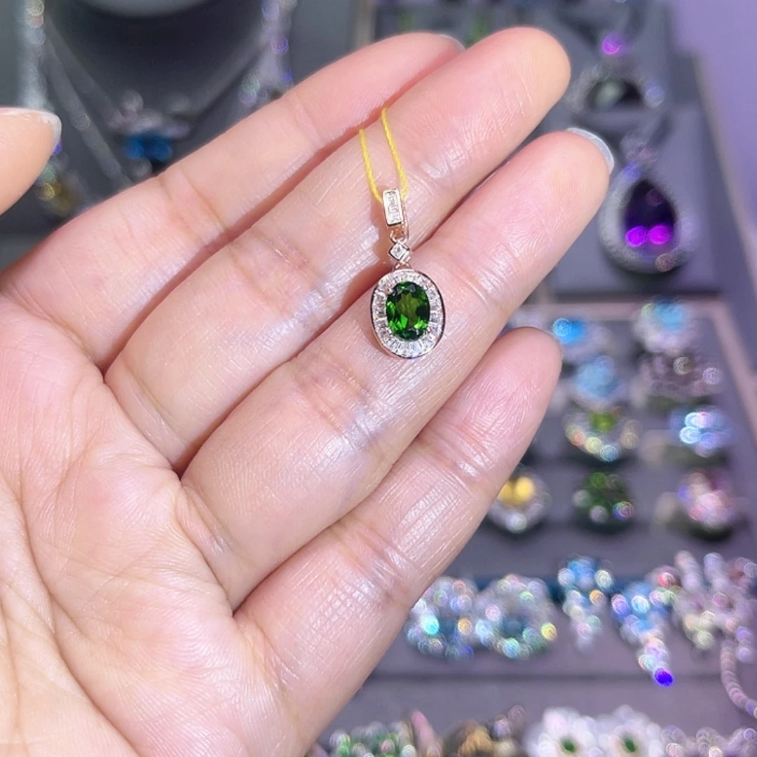【闪购商品】透辉石吊坠银S925镶嵌