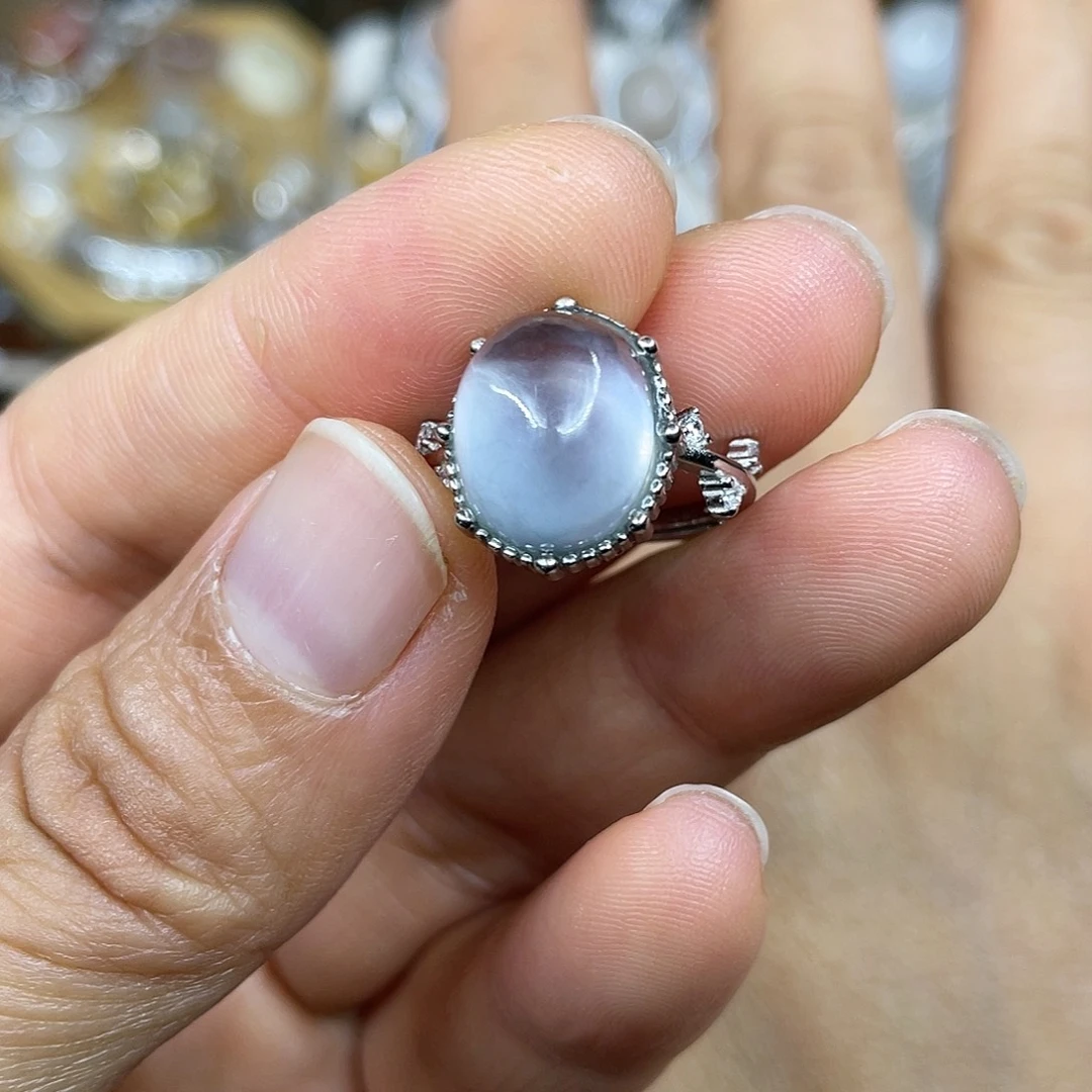 【闪购商品】银S925镶嵌珠宝半成品水晶戒指