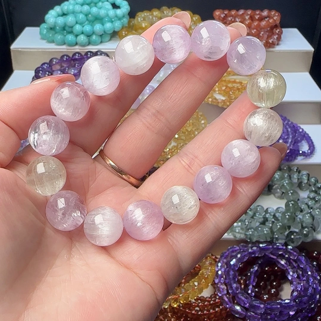 辉石未镶嵌手串紫锂辉手链66