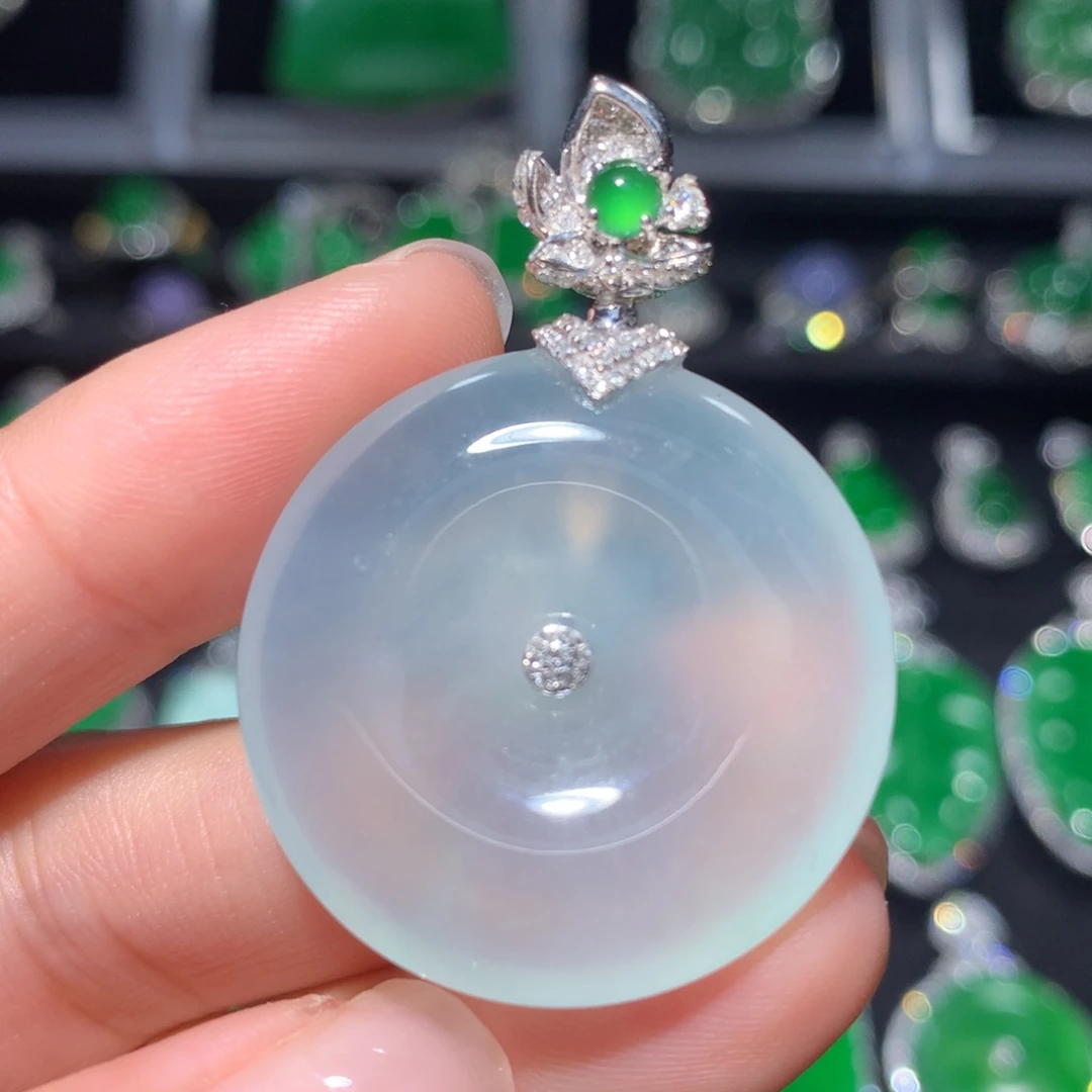 吊坠(不含链)18K金镶嵌翡翠翡翠