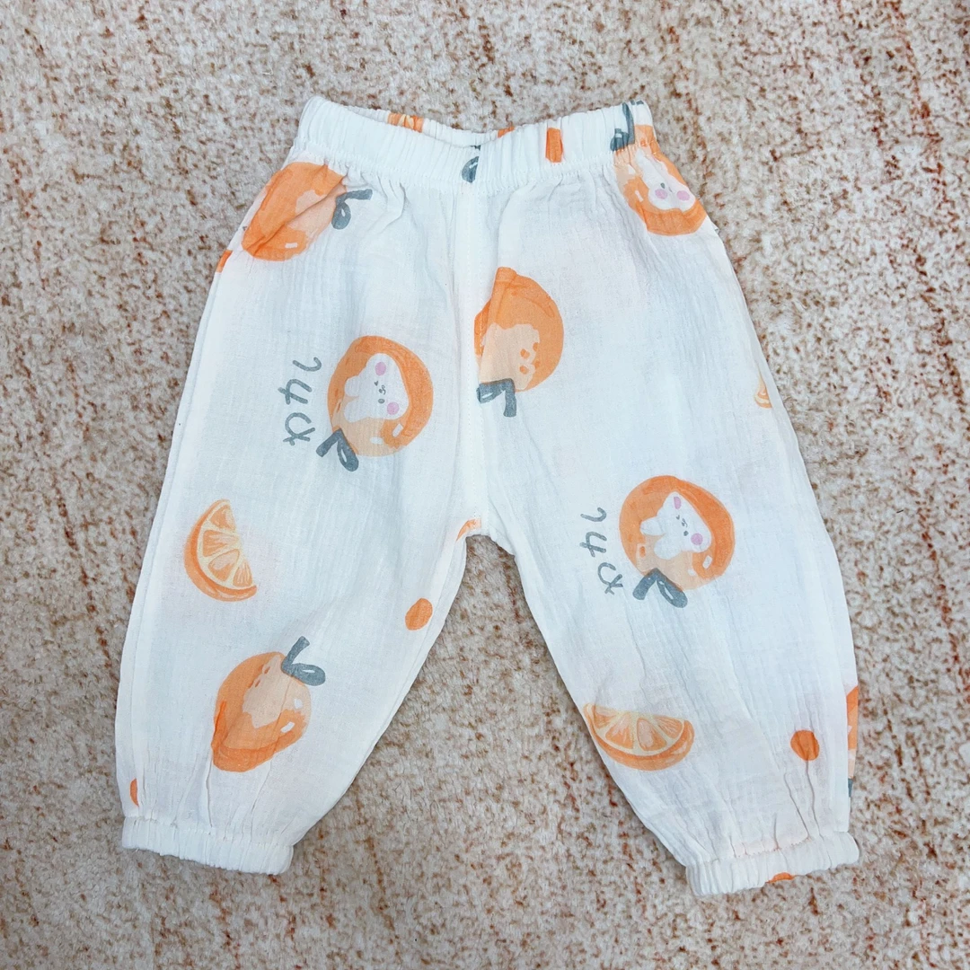 宝宝纯棉皱皱纱防蚊裤简约纱布卡通696275