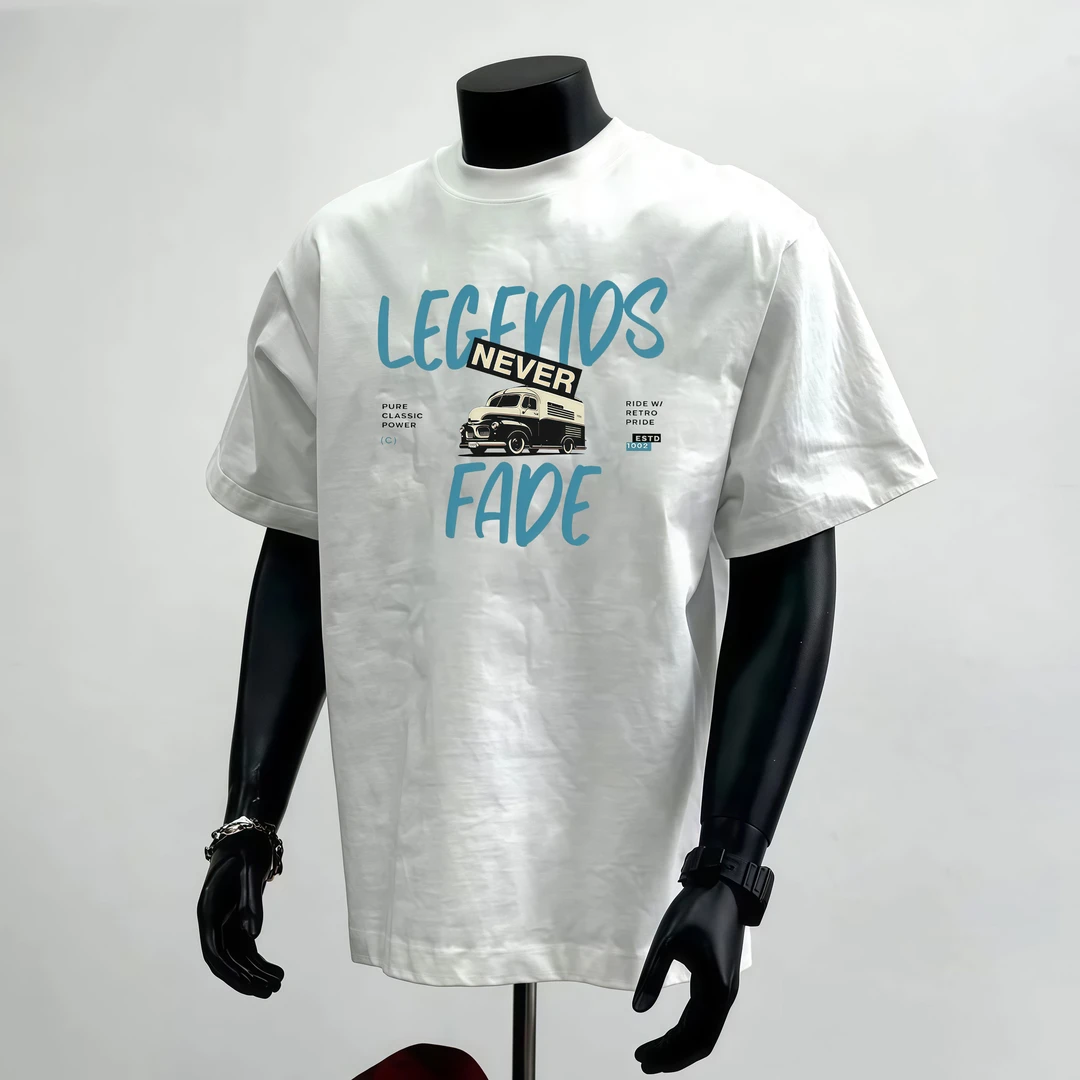 常规白色时尚印花百搭男士ins短袖夏季T恤日常圆领青少年宽松上衣