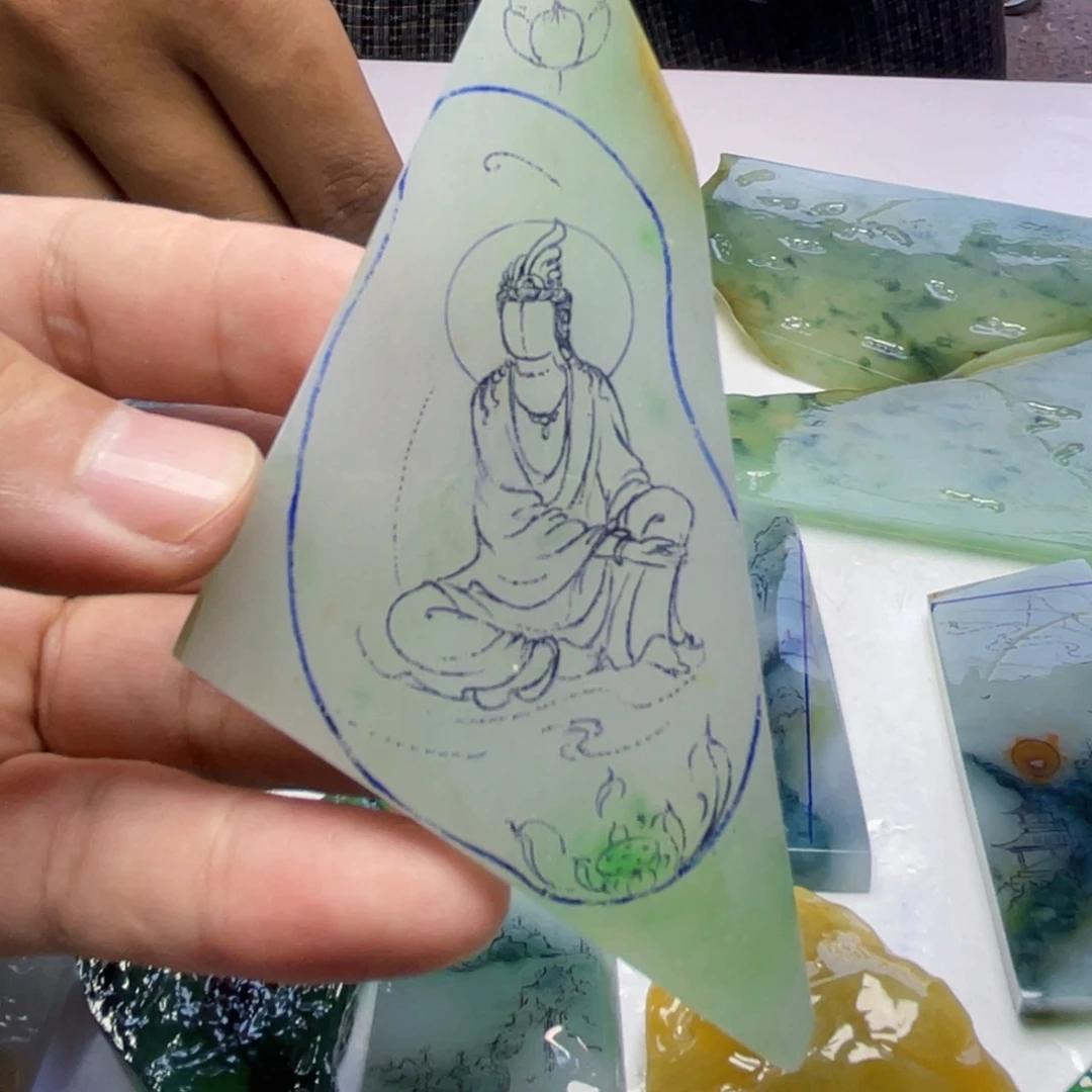 定制翡翠未镶嵌翡翠人物包工