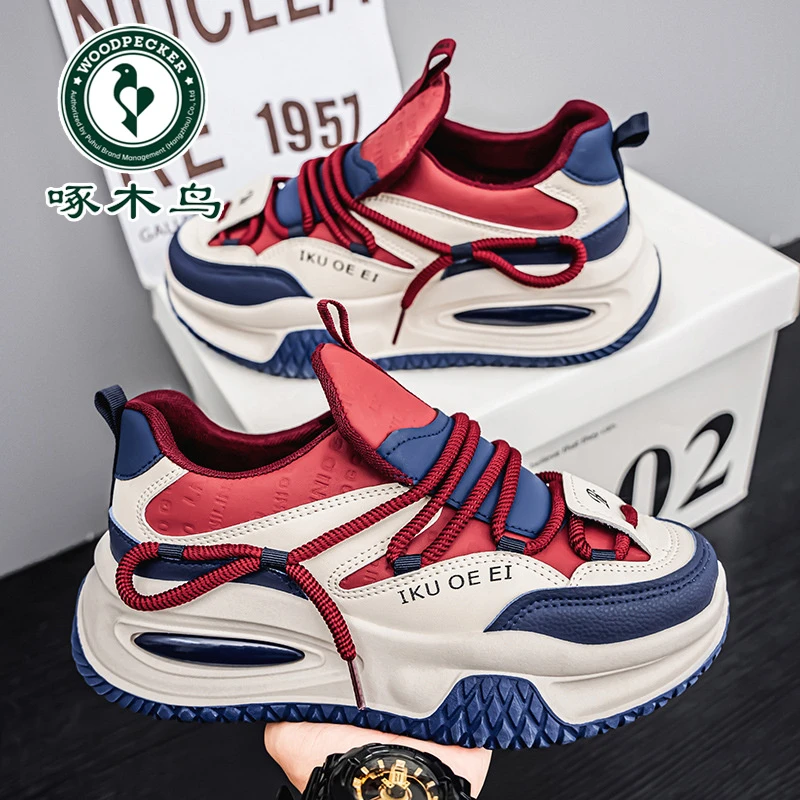 啄木鸟2024新款男士小众新款韩版百搭休闲运动跑步鞋学生潮流复古