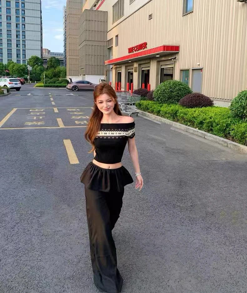 9680夏季新款美式复古简约气质辣妹休闲时尚ins风百搭小众休闲裤