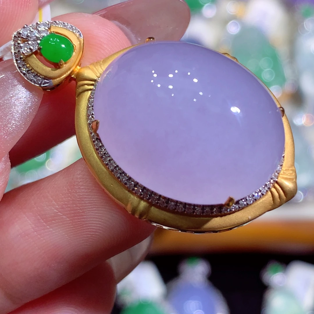 翡翠18K金镶嵌吊坠(不含链)