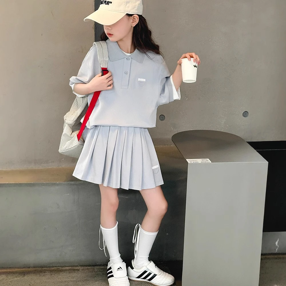 女童夏装套装2025新款洋气儿童大童时尚学院风潮流两件套韩