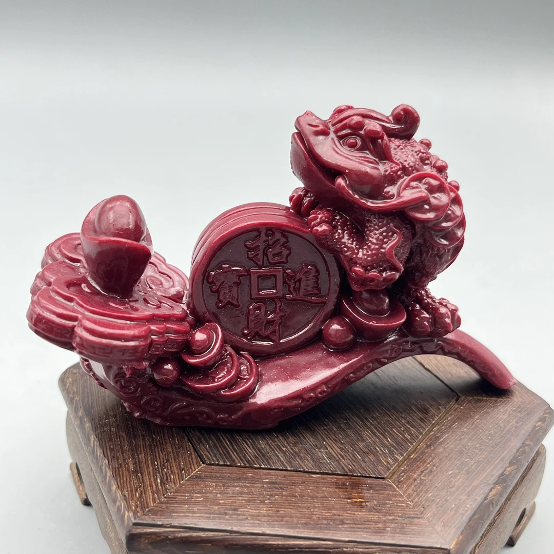 含辰砂工艺品BJ076-紫色金蟾如意摆件