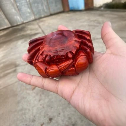 非洲小叶紫檀八方来财螃蟹木雕摆件直播爆款一件