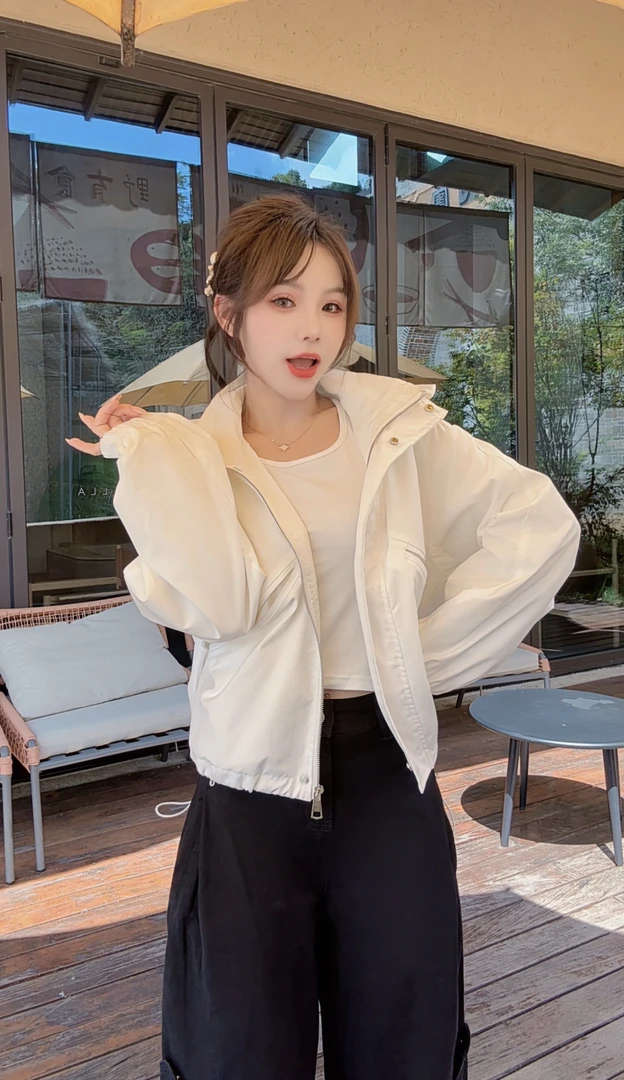 短款冲锋衣工装外套独特别致小个子休闲夹克短款外套