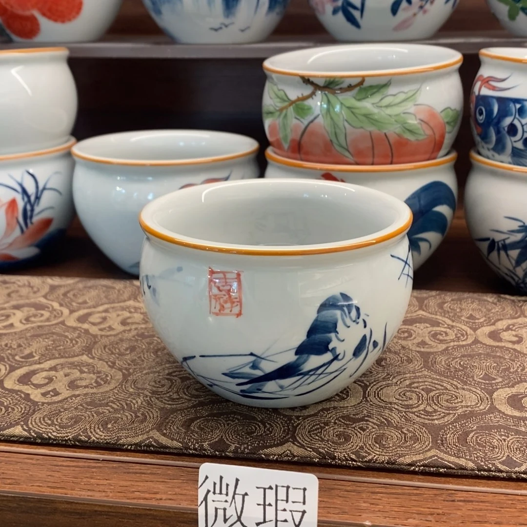 釉下彩老陶泥手工绘制