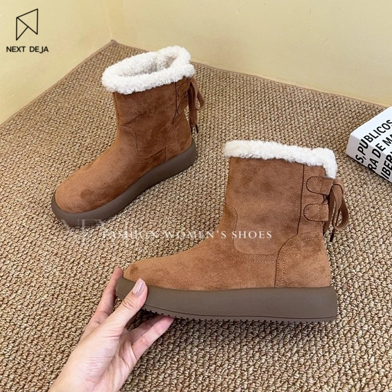 外穿冬季保暖加绒雪地棉鞋女款2025年厚底女靴子毛毛鞋短靴雪地靴