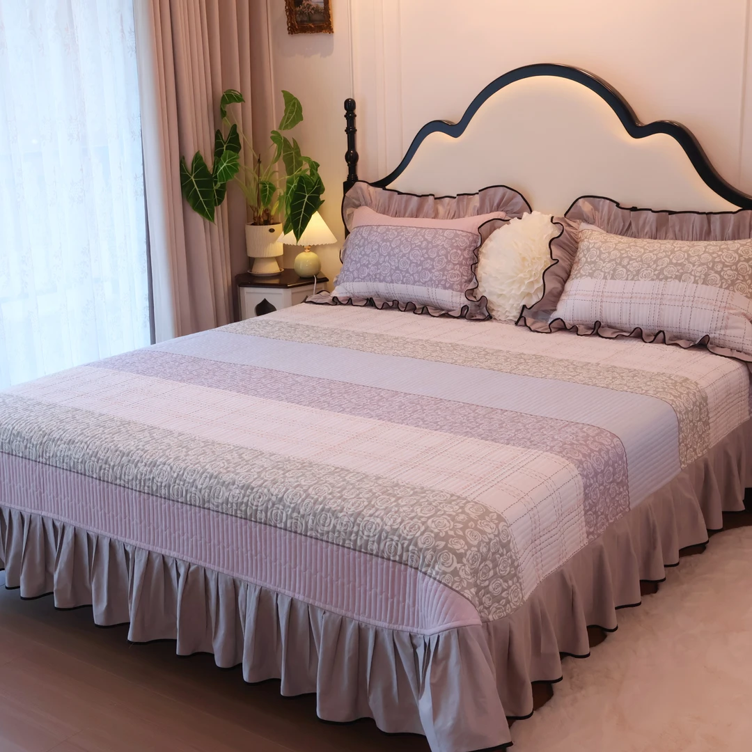 【真珍】三件套法式轻奢复古风全棉纯棉夹棉加厚床盖三件套