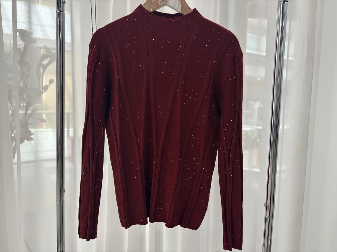 1021新款拼色简约通勤大码针织宽松外穿打底长袖上衣