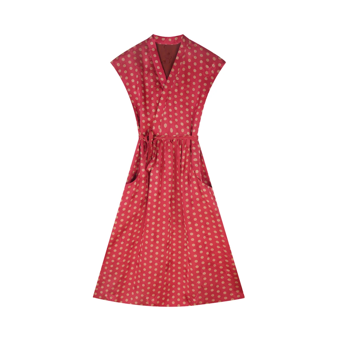 莲遇曦25新款波点斜襟连衣裙 85208041