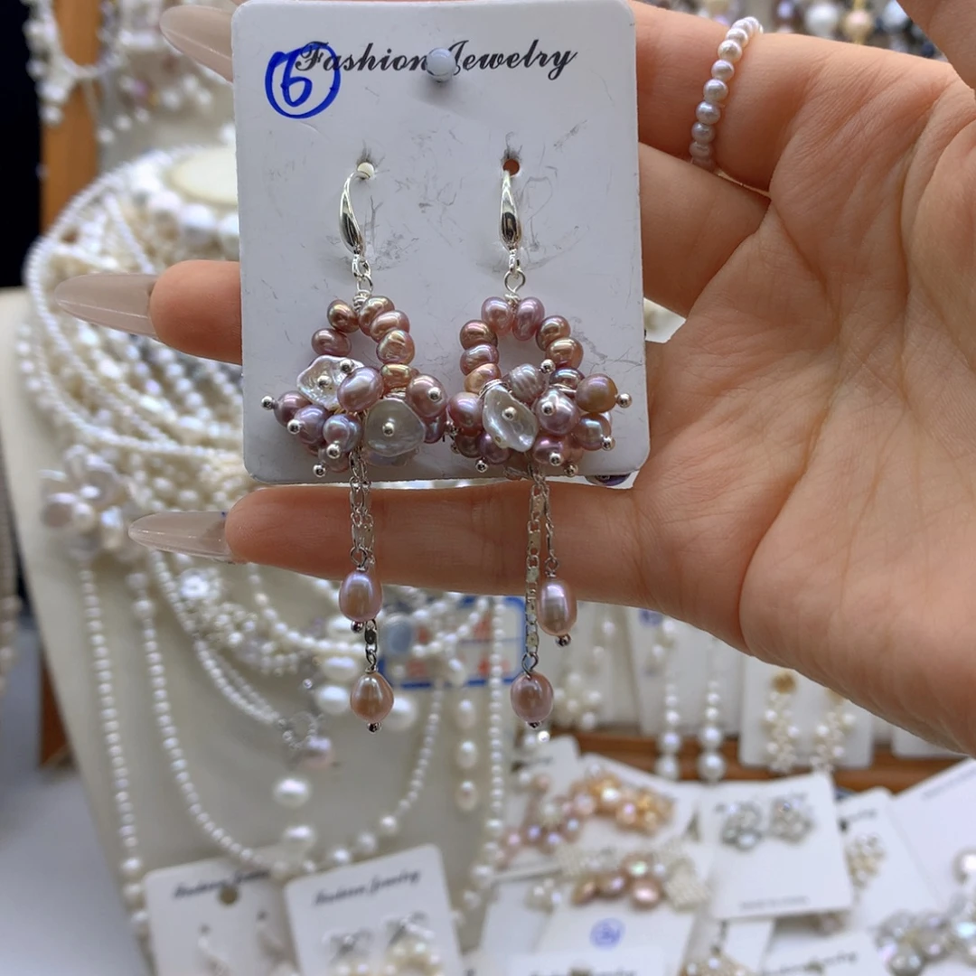 银S925镶嵌淡水珍珠项链耳饰