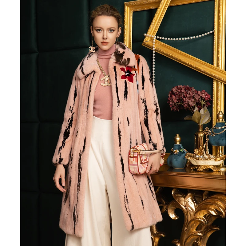 【华丽行迹】冬季新款裘皮大衣战袍时尚水貂皮草外套女S20191