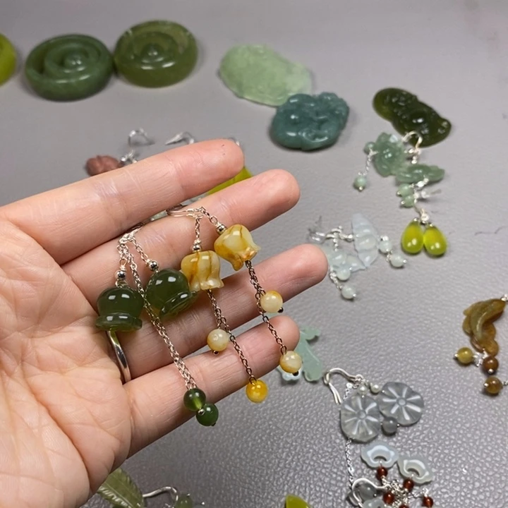 蛇纹石玉未镶嵌挂件耳饰耳环项链