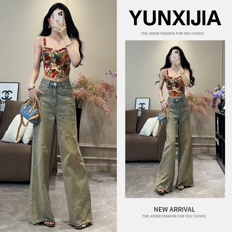 【现货】夏季时尚穿搭女2025新款设计感露肩吊带牛仔裤热裤两件套