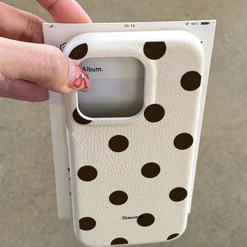 简约波点适用苹果15手机壳iPhone16promax1413皮纹1211新款