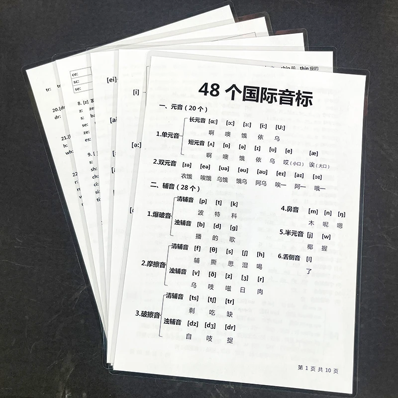 48个国际音标和自然拼读对应字母组合英语知识点学习总结训练卡片