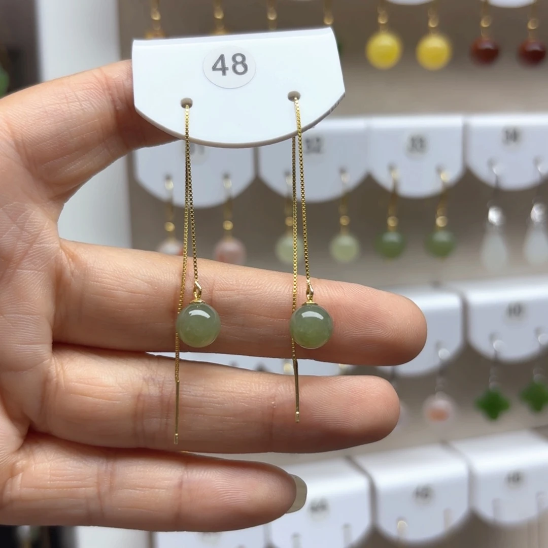 和田玉银S925镶嵌耳饰