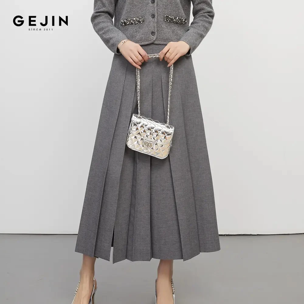 GEJIN/歌锦秋季百搭时尚新款气质中长款显瘦A字半裙9332510366