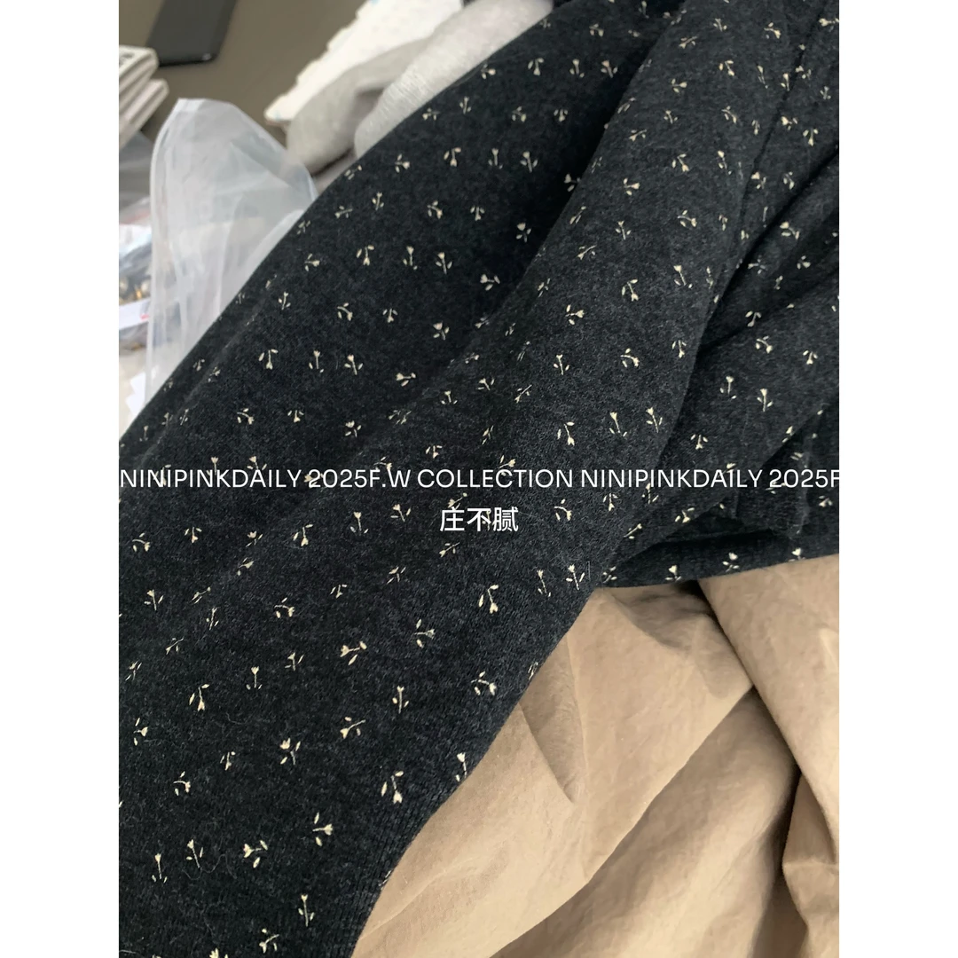 Ninipink庄不腻自制【绒花】百搭松紧腰休闲裤碎花宽松遛弯裤73276