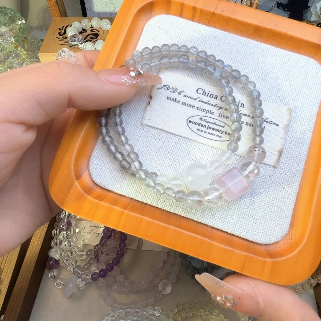 烟晶手链银S925镶嵌88888