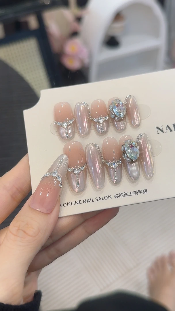 【虞美人】纯手工穿戴甲气质显白轻奢温柔百搭猫眼美甲贴