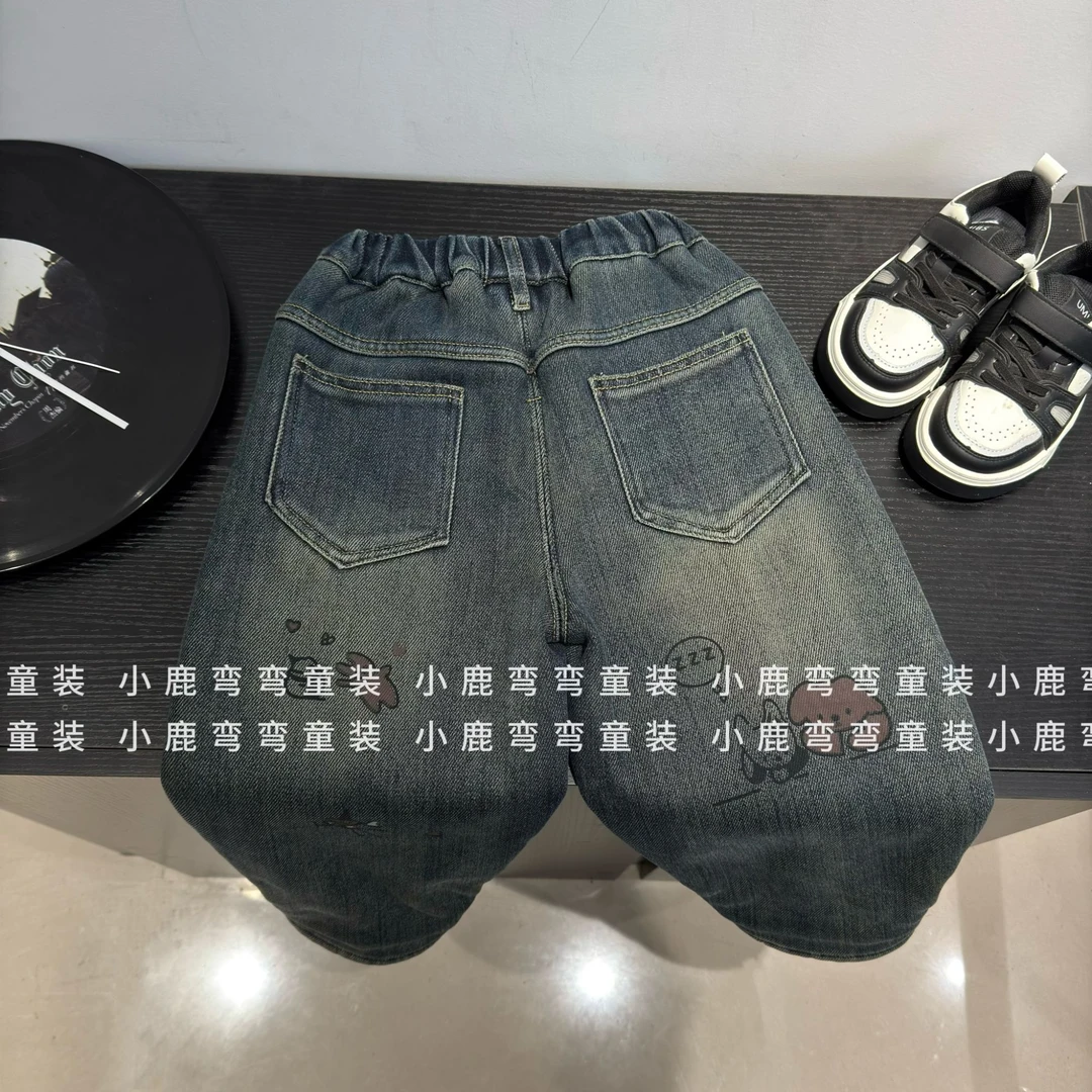 C25138春秋新款裤腿米菲小狗牛仔裤