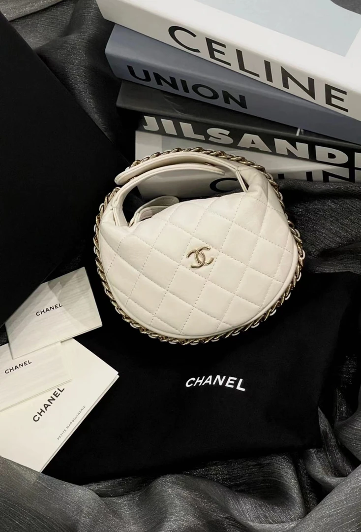 99新 Chanel/香奈儿 白金呼啦圈月牙包 芯片款 11706879