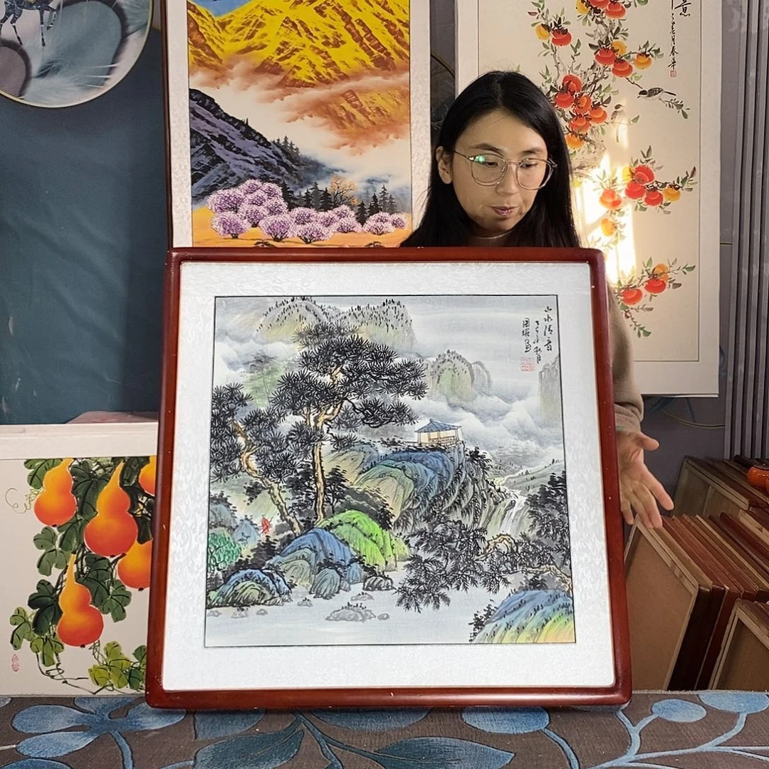 国画62✖️62手写手绘国画作品带框包邮