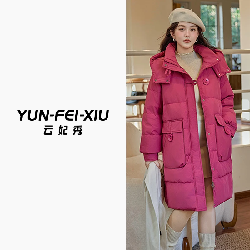 云妃秀大码女装羽绒服连帽大口袋时尚宽松显瘦遮肉胖妹妹秋季1004