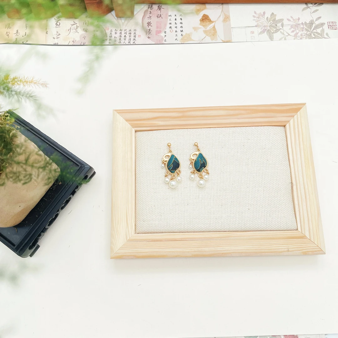 【遇见定制】新中式宋锦手工制作耳环珍珠耳环成品