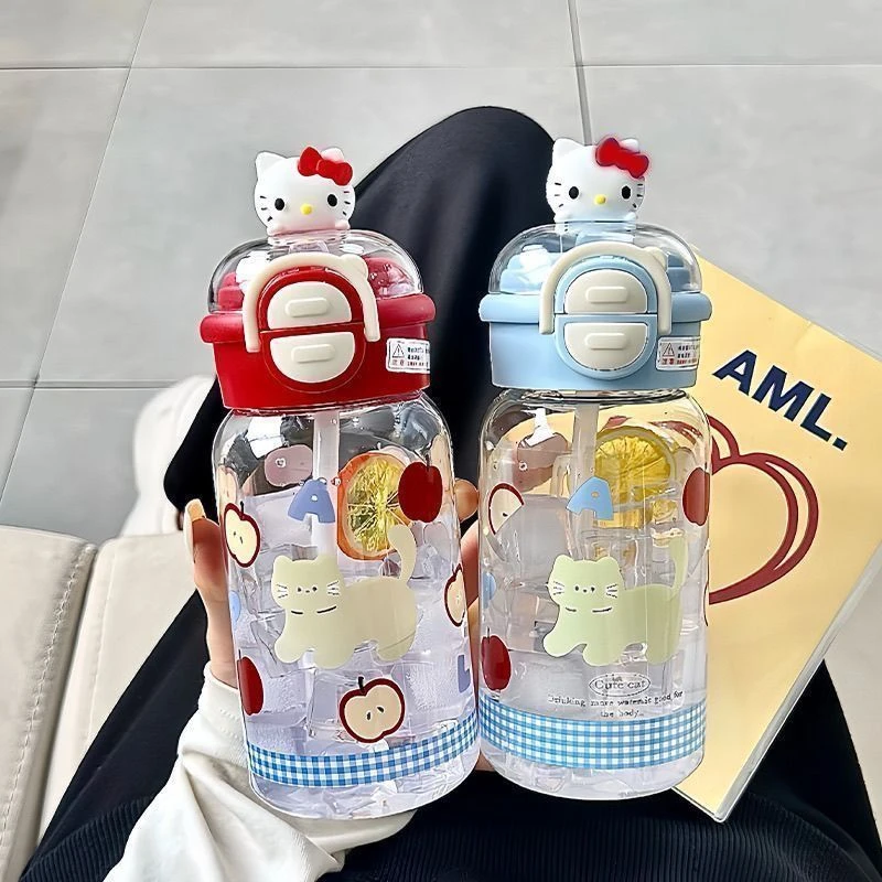 可爱塑料水杯女生高颜值大容量吸管杯子夏双饮学生便携儿童随手Z