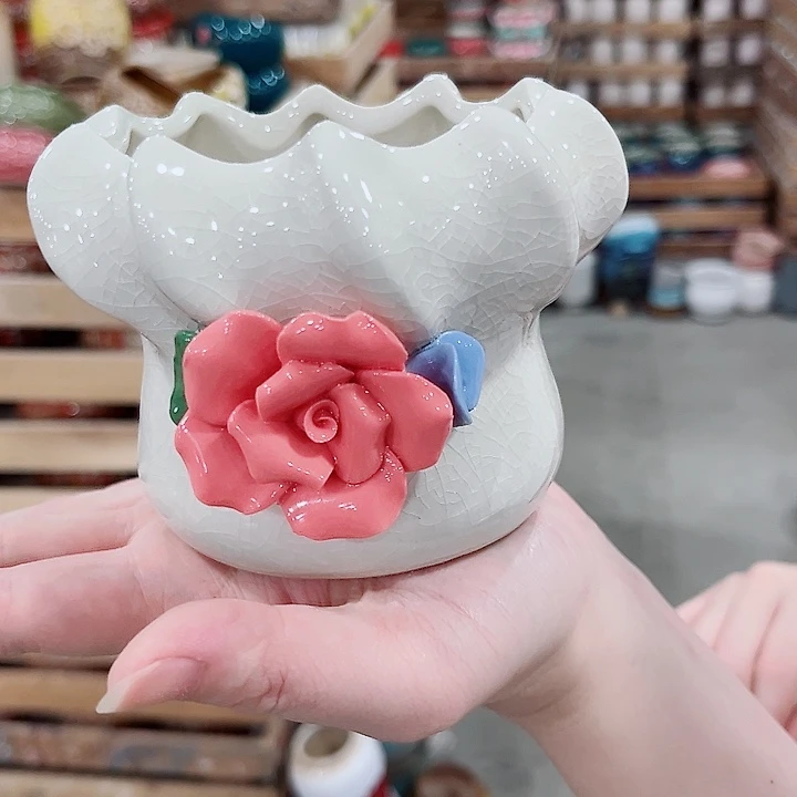 有孔.凑单10元陶瓷花盆发货！