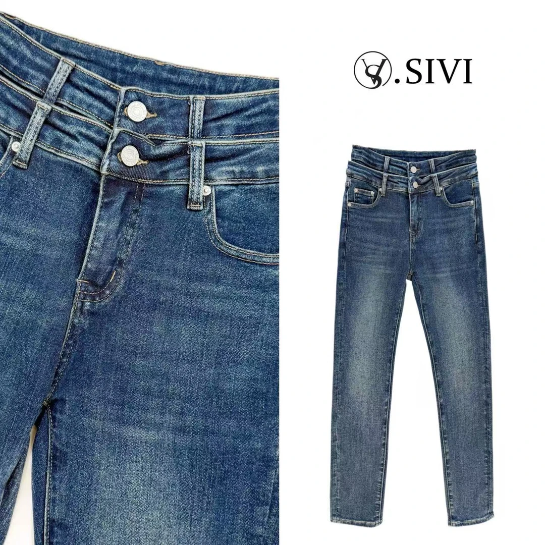 熙薇【长腿欧尼】2025秋季新款时尚休闲设计师小脚牛仔裤H5591