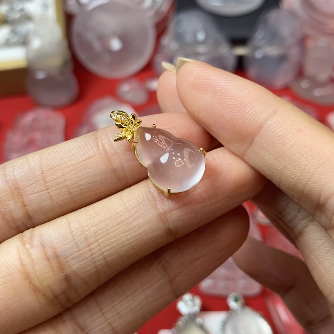 石英质玉银S925镶嵌吊坠