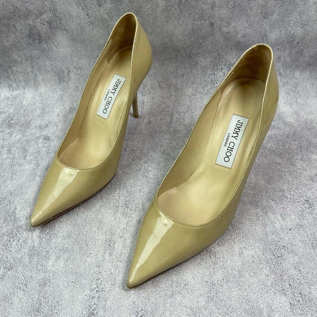 95新 JIMMY CHOO/吉米周 杏色高跟37码 Y253