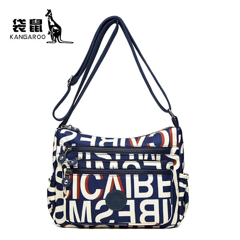 【袋鼠正品】大号单肩斜挎背包色纺提花女士防水百搭多功能单肩ZC