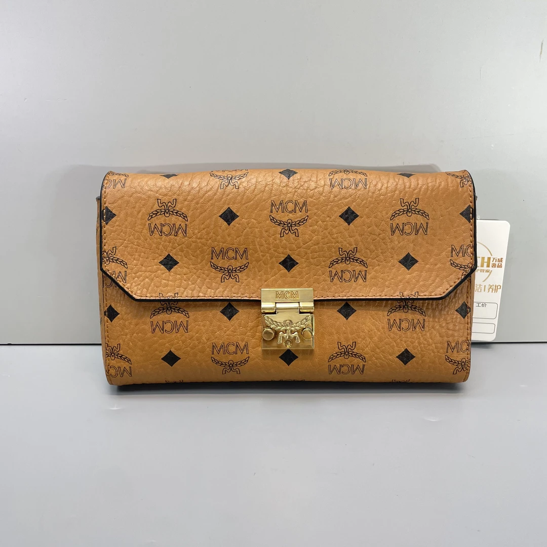 90新 MCM 媚姐/mcm干邑色链条包23x14x4cmG022101