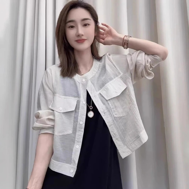 2025新款轻薄透气亚麻衬衫11150