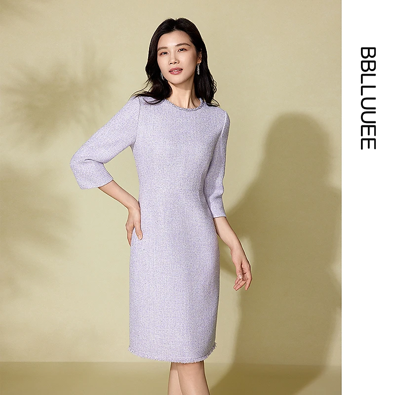 【晨晨精选】【千金风氛围感】BBLLUUEE粉蓝衣橱2025春新款小香风七分